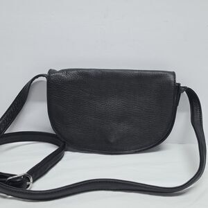 Day & Mood Ash Saddle Crossbody Bag Genuine Black Leather Small Purse Minimalist